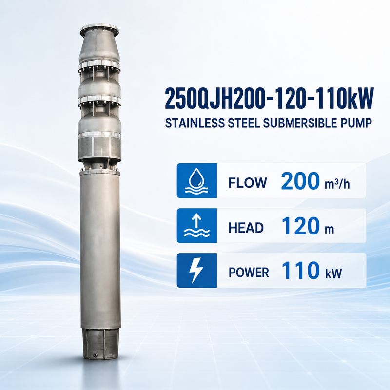 Pompe submersible en acier inoxydable 110 kW Pompe pour puits profonds à haute pression pour le transfert d'eau