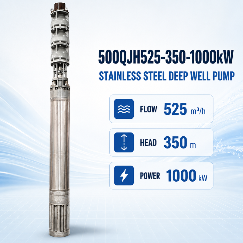 525 m3/h Débit 350 m Tête 1000 kW Puissance Pompes à eau de mer submersibles en acier inoxydable