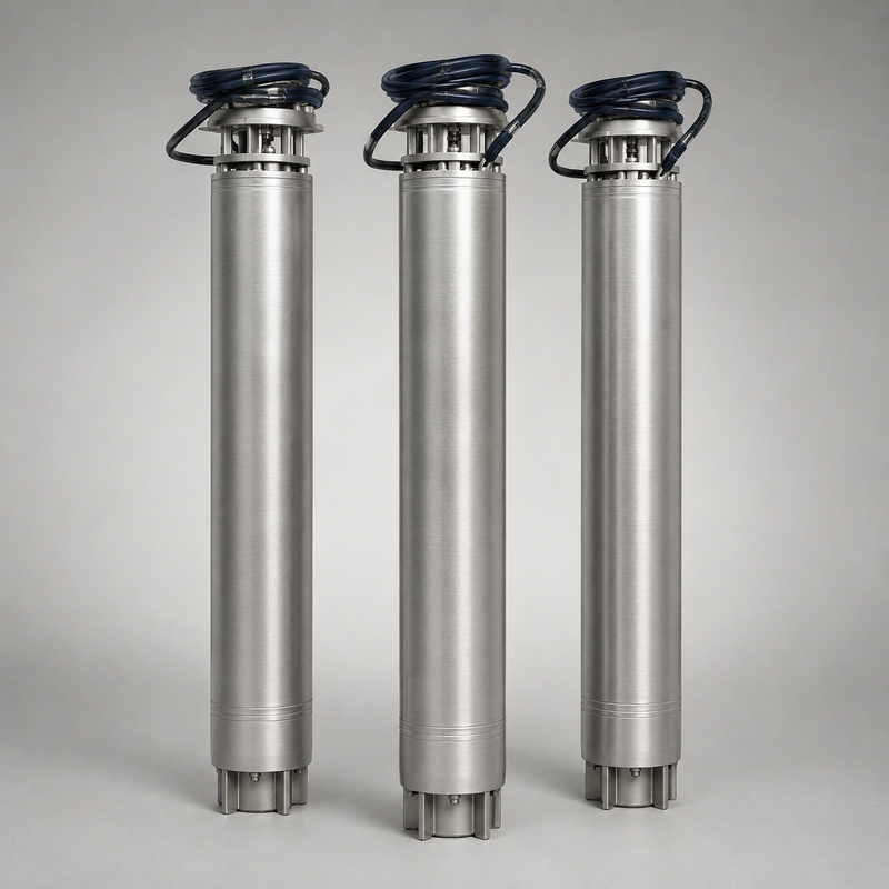 Pompe submersible inox pour puits profonds avec moteur de 90 kW et débit de 140 m³/h pour transfert d'eau à haute capacité